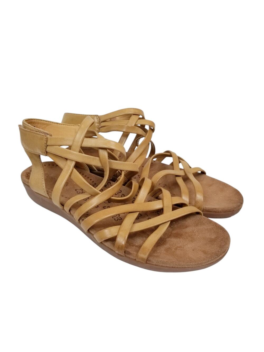 Baretraps Janny Strappy Sandals Tan Faux Vegan Leather Women's Size 8.5